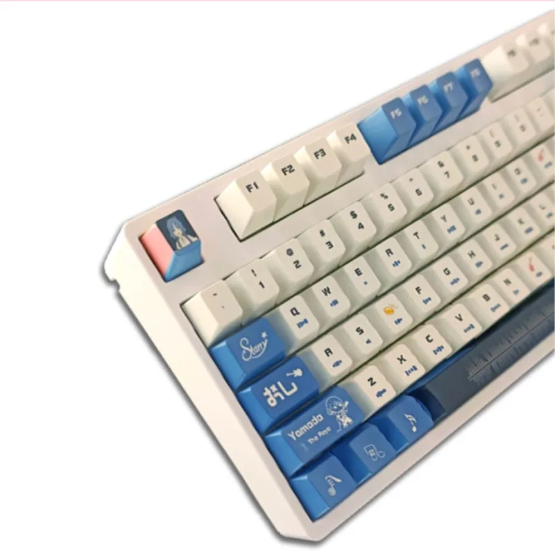 128 клавиши аниме колпачки для клавиш желтый PBT односторонняя Тепловая Сублимация