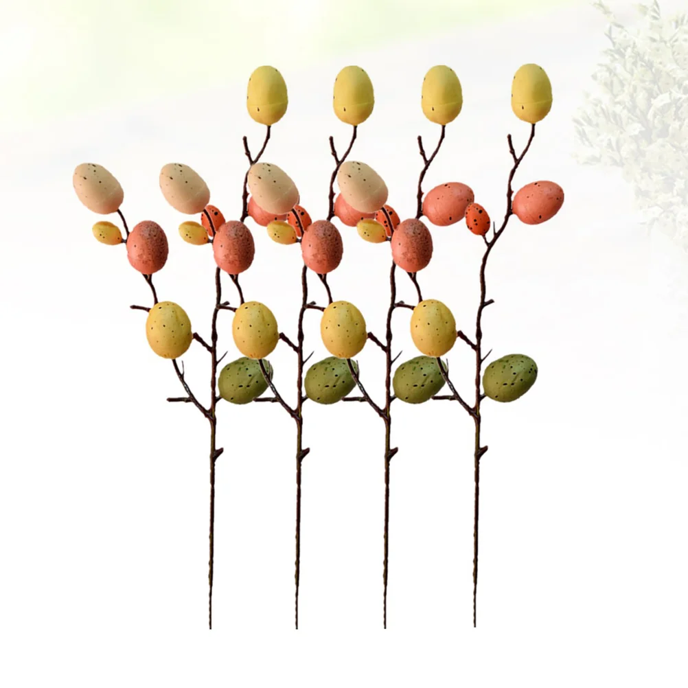 

4 Pcs Artificial Flowers Outdoors Easter Egg Ornaments Outdoor Decor Easter Flowers Stems Basket Decor Plastic Easter Eggs Home