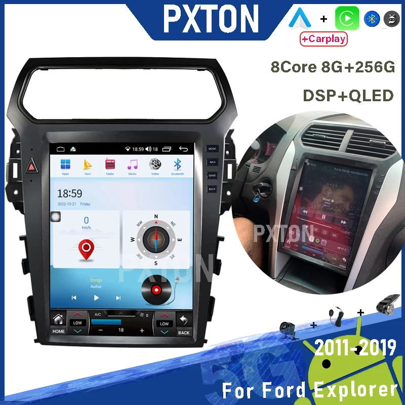 

Pxton For Ford Explorer 2011- 2019 Android Car Radio Stereo Tesla Screen Style Multimedia Player Carplay Auto 8G+128G WIFI DSP