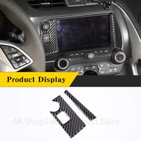 real carbon fiber navigation screen trim sticker gps panel cover for chevrolet corvette c7 2014 2019 car interior accessories