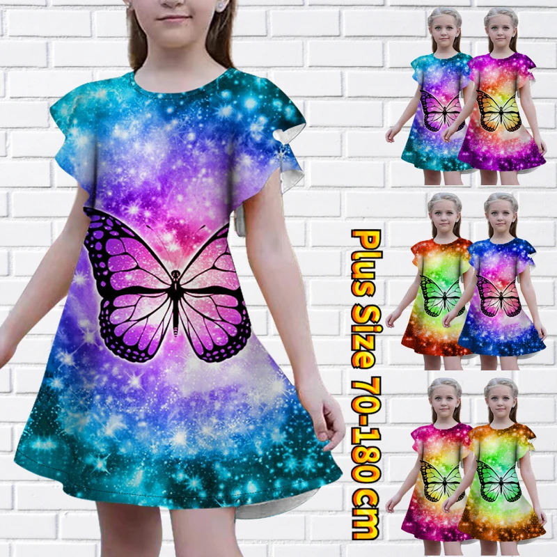 

Летняя модная юбка для маленьких девочек 2023, Милая юбка миди, юбка с коротким рукавом и круглым вырезом, новое дизайнерское платье с принтом, Юбка До Колена