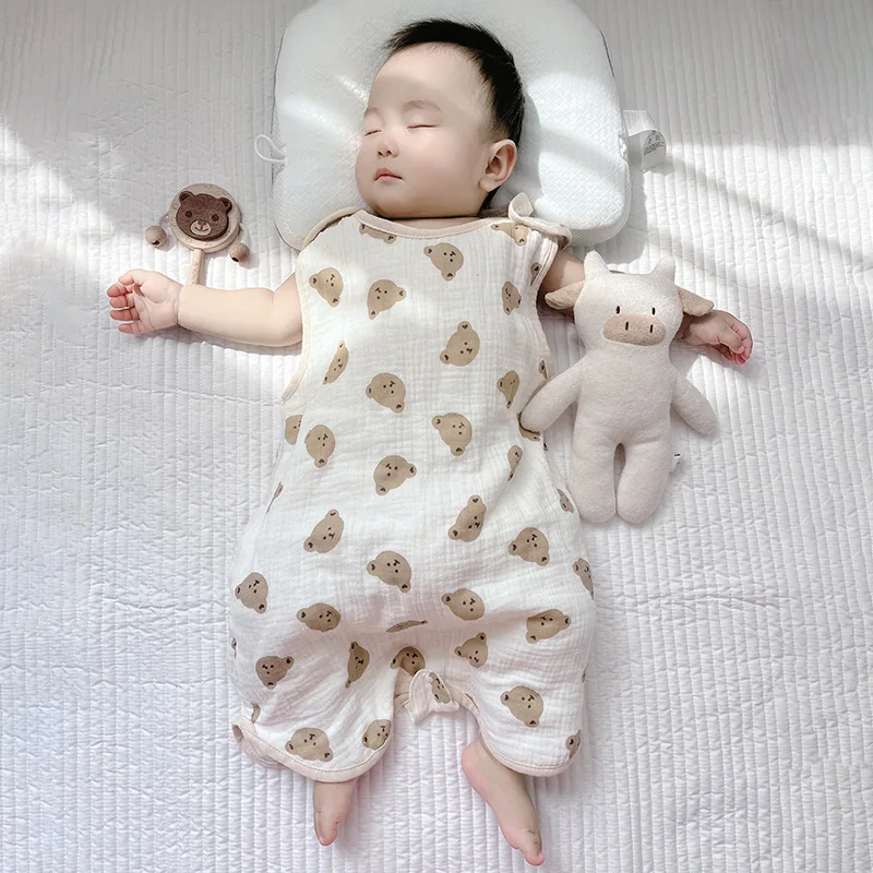 

Newborn Sleepsack Muslin Baby Sleeping Bag Summer Sleeveless Babies Accessories Thin Cotton Gauze Vest Pajamas Anti-Kick Quilt