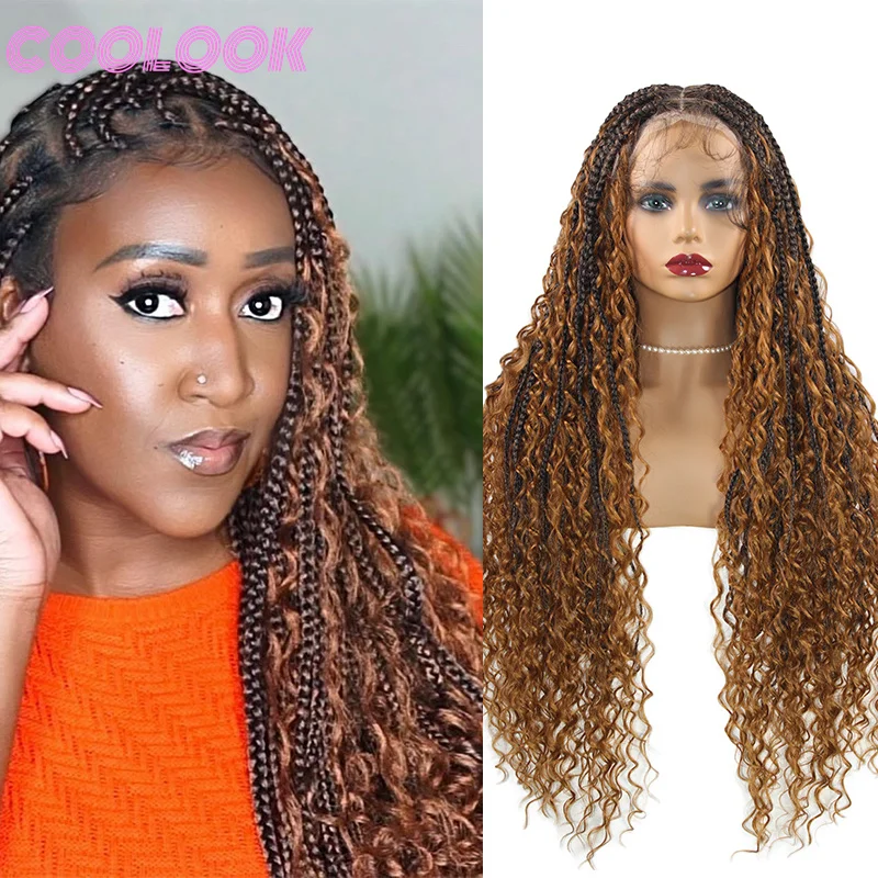 Парик в стиле бохо длиной 32 дюйма плетеные синтетические волосы со шнуровкой