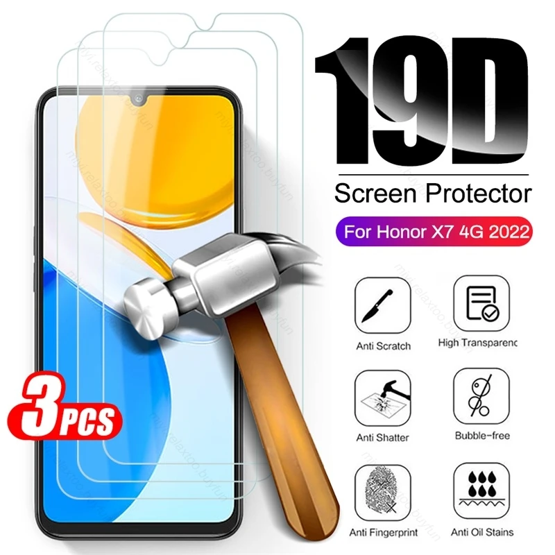

Закаленное стекло для Honor X7, Защитное стекло для Honar Honer X 7 HonorX7 CMA-LX2 6,74 дюйма, Защитная пленка для экрана смартфона, 3 шт.
