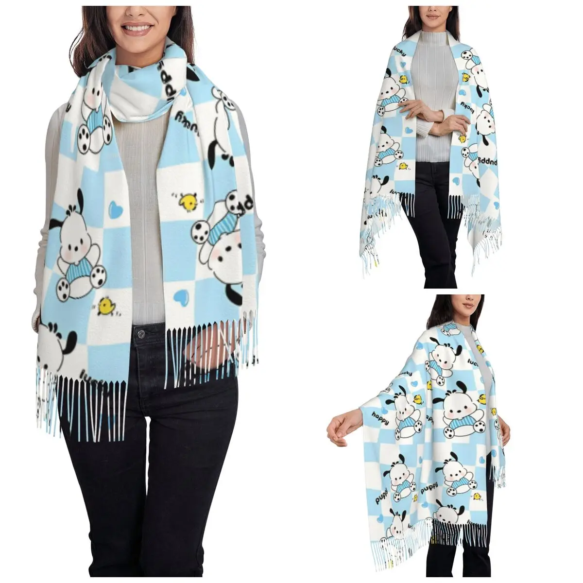 Sanrio Pochacco футболка с логотипом Backside для женщин теплые зимние шали из пашмины и