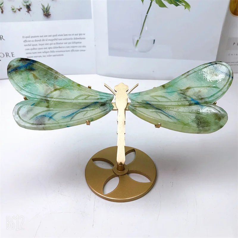 Натуральный хризоколла крылья стрекозы резьба кварц исцеление энергии