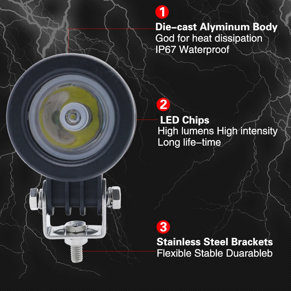 Противотуманная фара 10 Вт круглая для авто/моторных автомобилей и
