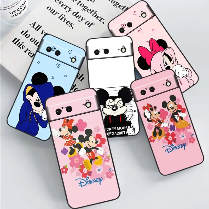 

Minnie Mickey mouse love Phone Case For Google Pixel 8 7A 7 6 Pro 6A 5A 5 4 4A XL 5G Black Shell Soft TPU Cover Coque Capa