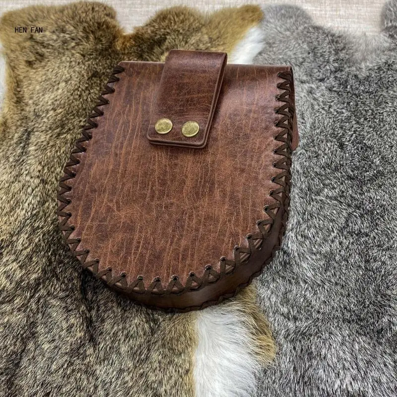 Средневековая кожаная сумка винтажная поясная с тиснением портативный кошелек