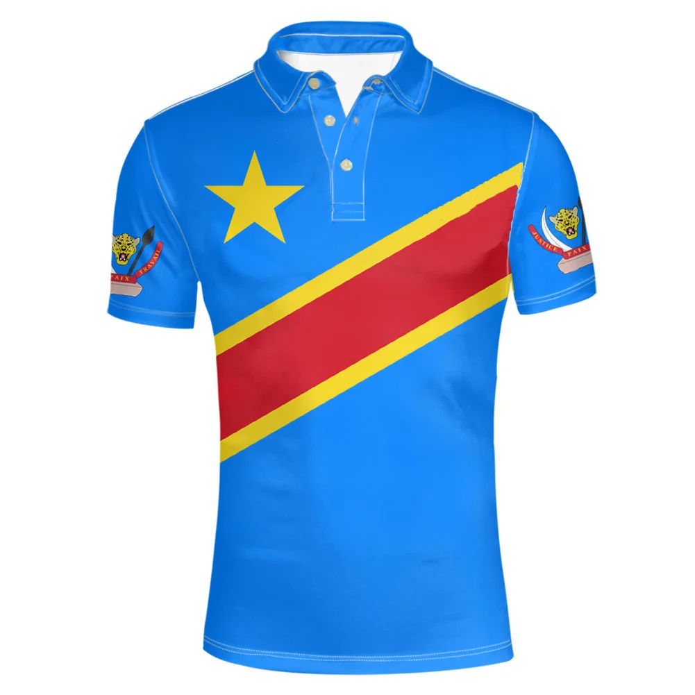 

Zaire Male Youth Custom Made Name Number Zar Polo Shirt Nation Flag Za Congo Country French Print Photo Casual Clothes