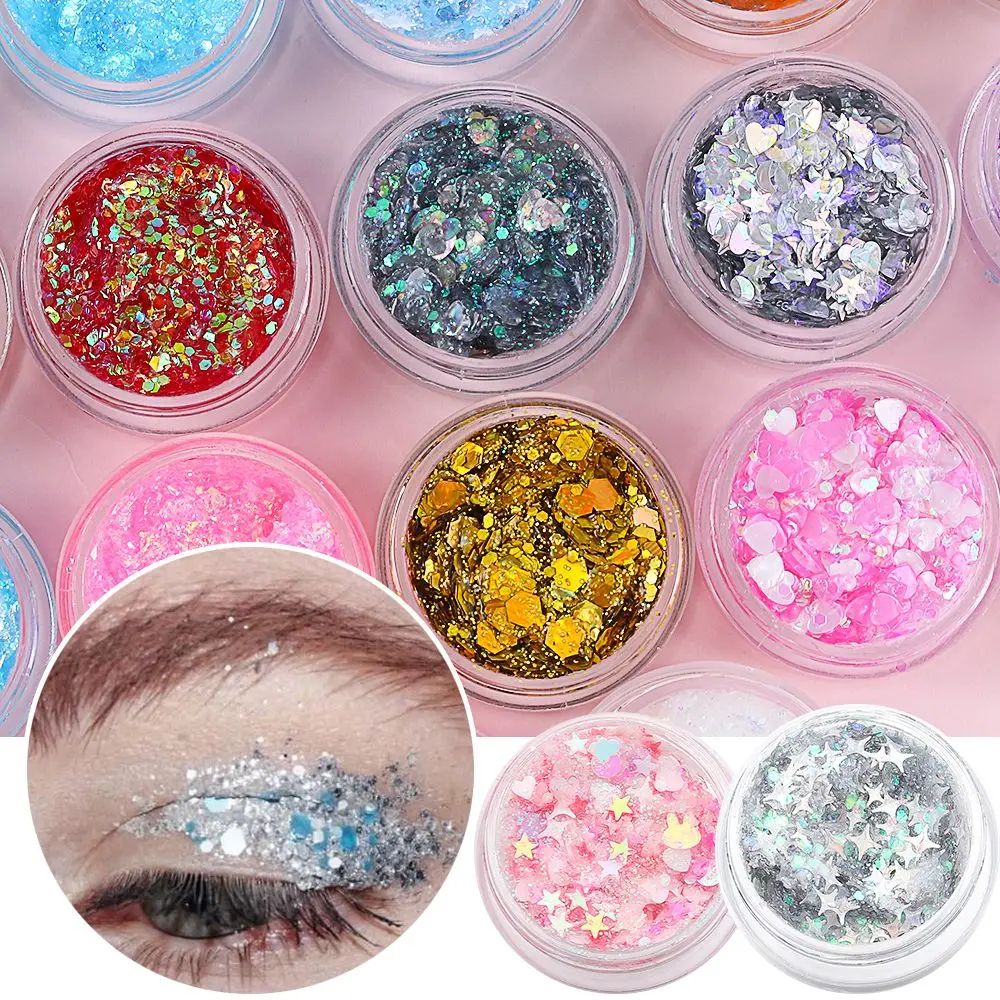 1Pc Euphoria Glitter Sequin Gel Liquid Eye Hair Body Face Spray Skin Glitter Gel Glam Decorating Sequins Glitter Eyeshadow Cream