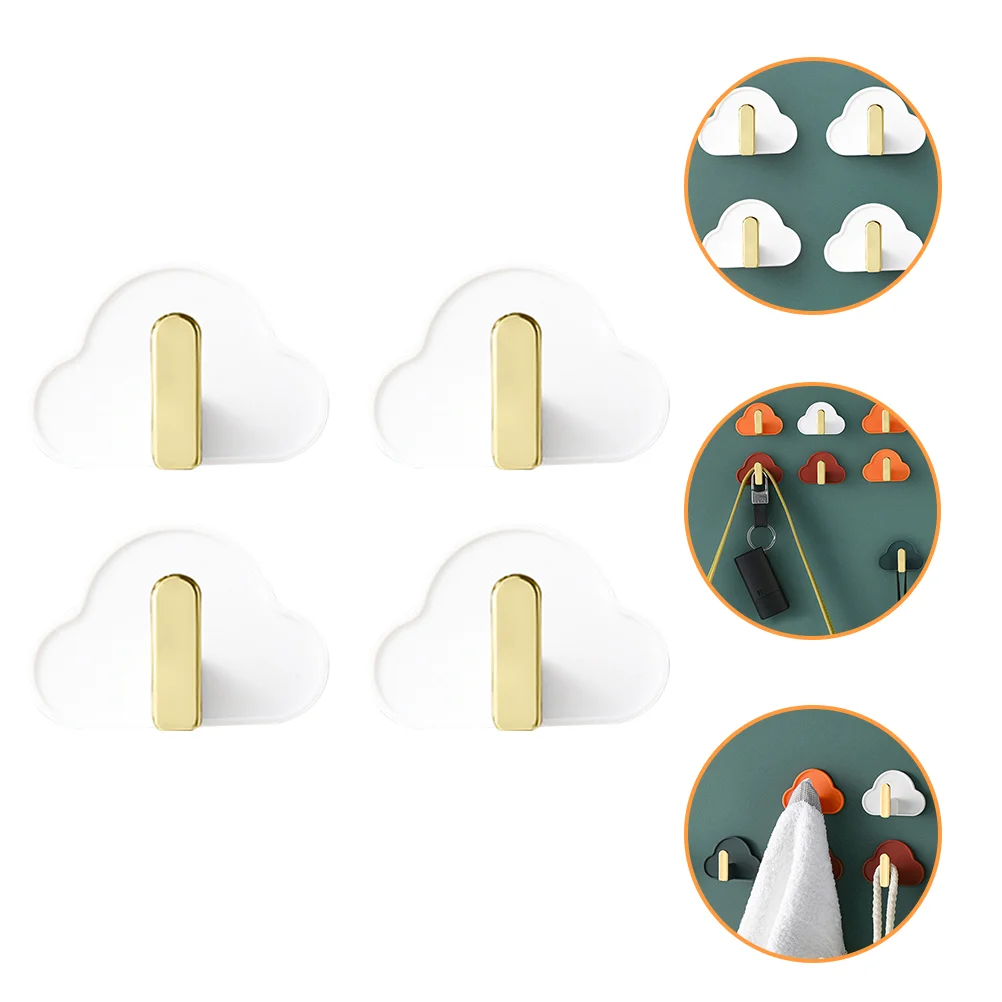 

4 Pcs Hook L-shape Hooks Traceless Hanging Coat Rack Cloud Abs Bag Nail-free Hat