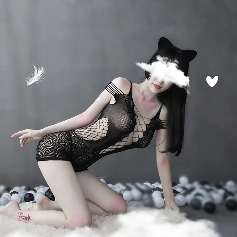 

Sexy Underwear Women's Open Breast Bra No Crotch Lock Erotic Clothing Transparent Net Underwear Luxury Pajamas