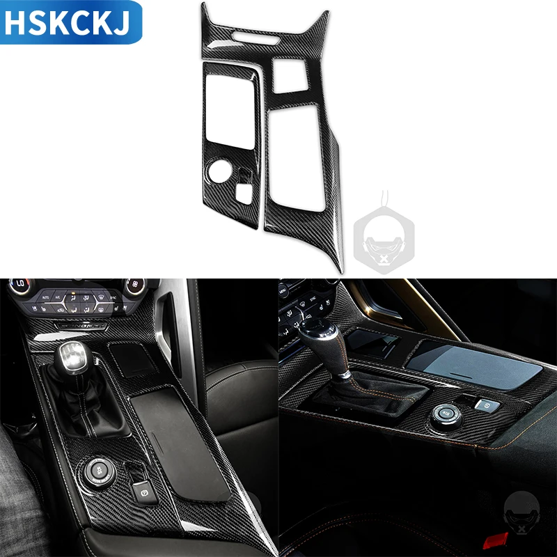 

For Chevrolet Corvette 2014-2019 Console Gear Panel Cover Trim Carbon Fiber Car Decoration Decor Replacement Accessories