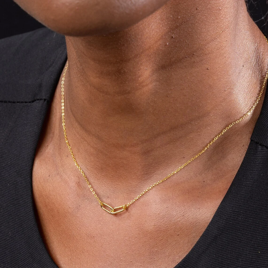 Simple Double Link Pendant Choker for Women Interlocking Necklace Minimalism Pendant Necklaces Jewelry Female Gifts