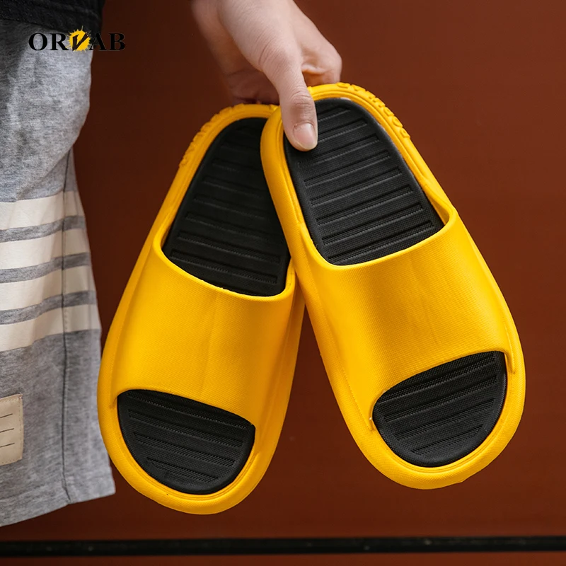 Men Women Summer Beach Slippers Luxury Brand Fashion Outdoor Indoor Eva Soft Flip Flops Male Thick Serrated Sole Anti-slip Shoes