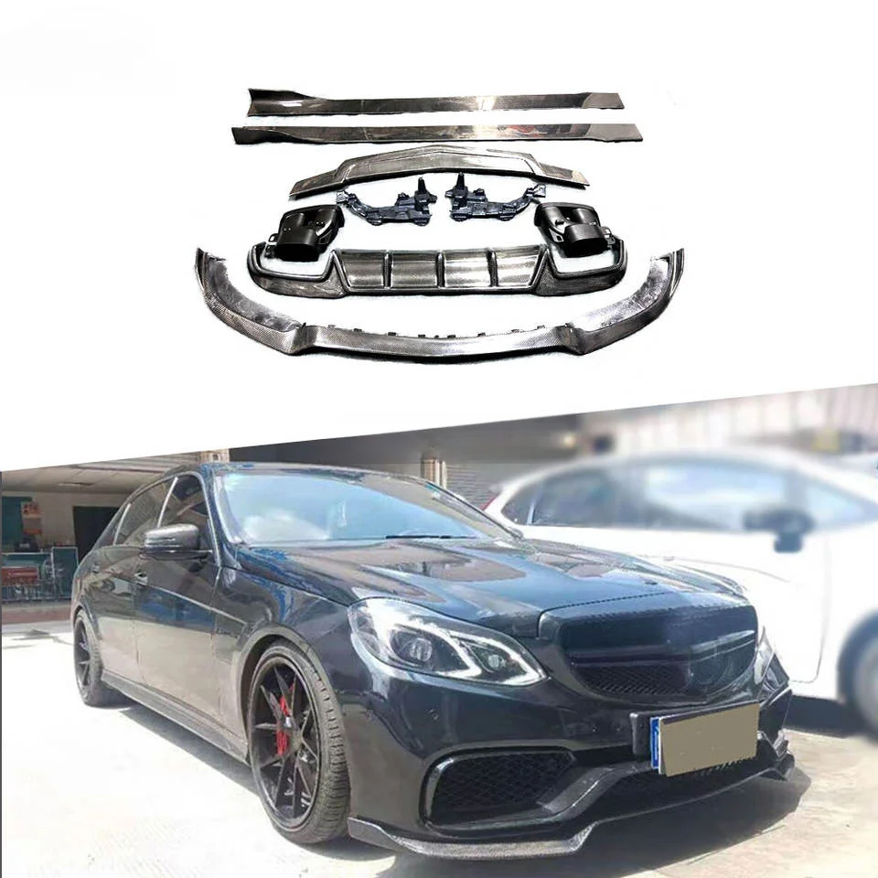 

Carbon fiber front bumper lip rear diffuser spoiler side skirt, suitable for E-Class W212 E260 E300 E400 E63 revised 2014-2016