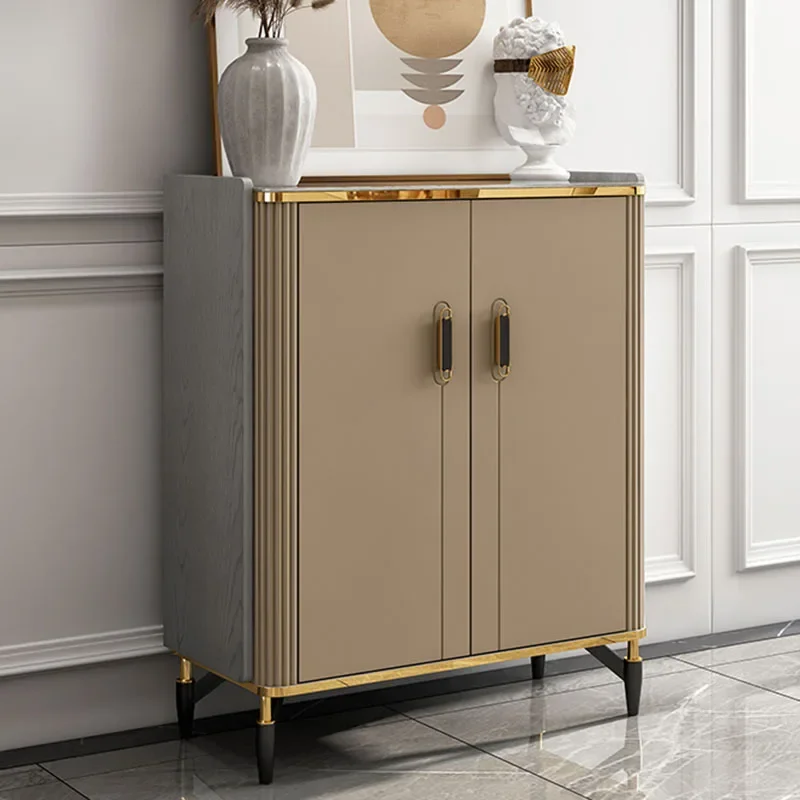 Вертикальная Многоуровневая стойка для обуви Золотая современная роскошная в