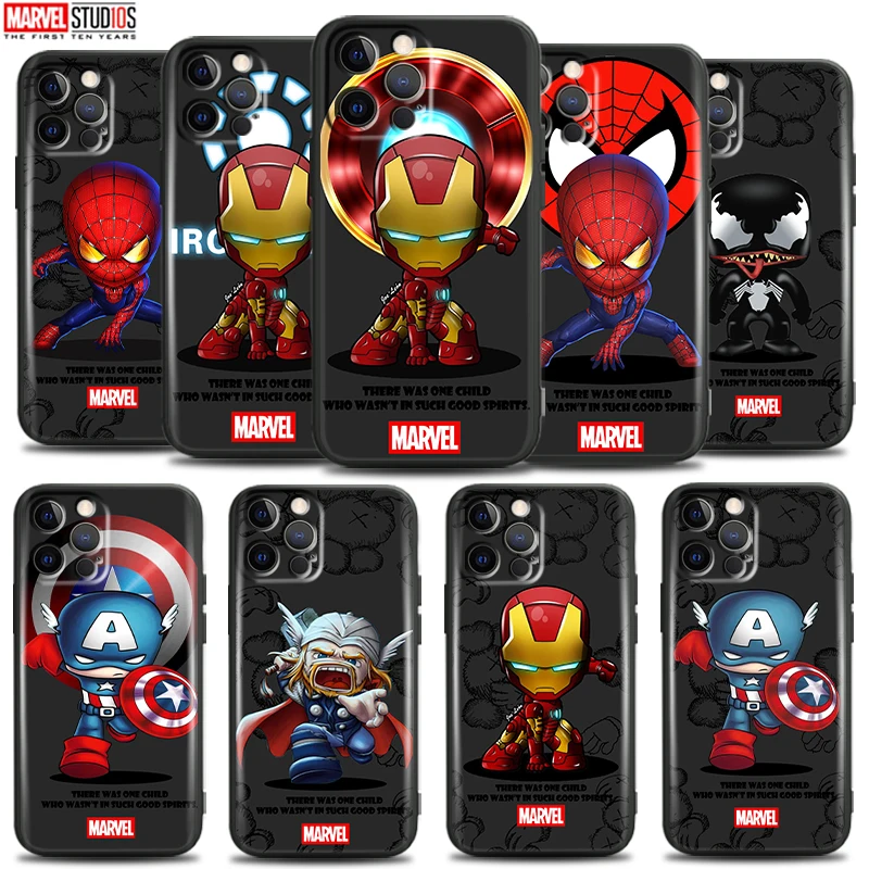 

Marvel Cartoon Iron Man Spiderman For Apple iPhone 13 12 11 Pro 12 13 Mini X XR XS Max SE 6 6S 7 8 Plus Phone Case TPU