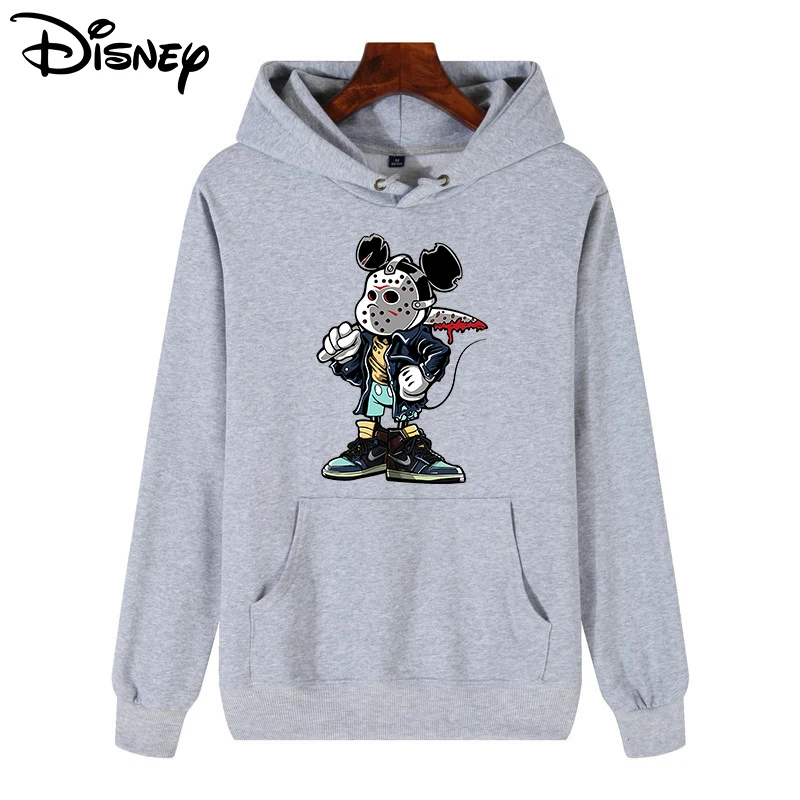 

Winter New Mickey Jason Voorhees Fleece Hoodies Fo Disney Print Men's Streetwears Cartoon Casual Clothes For Men