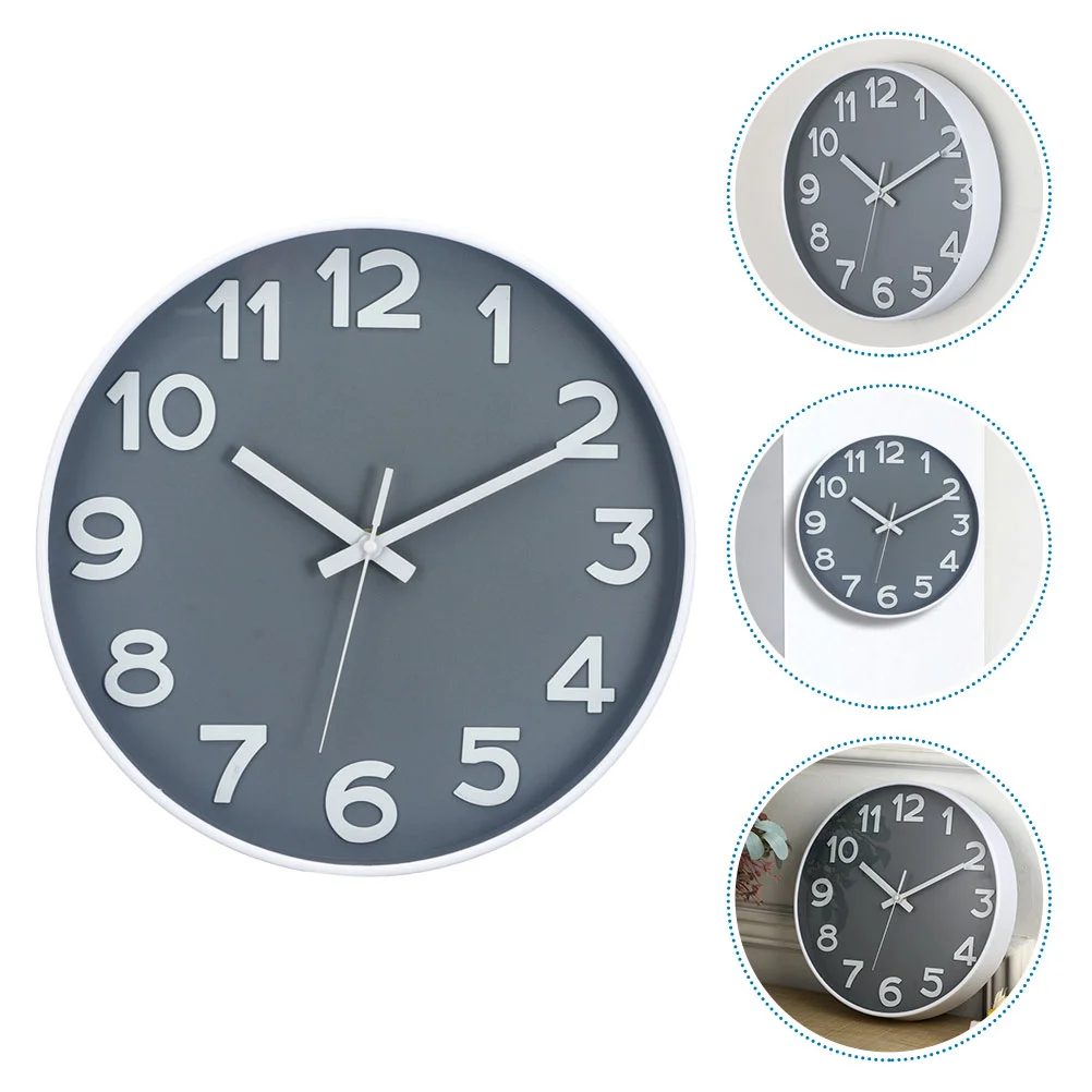 

Non Ticking Wall Clock Simple Style Clocks Home Decor Household Living Room Hanging Gray Bottom