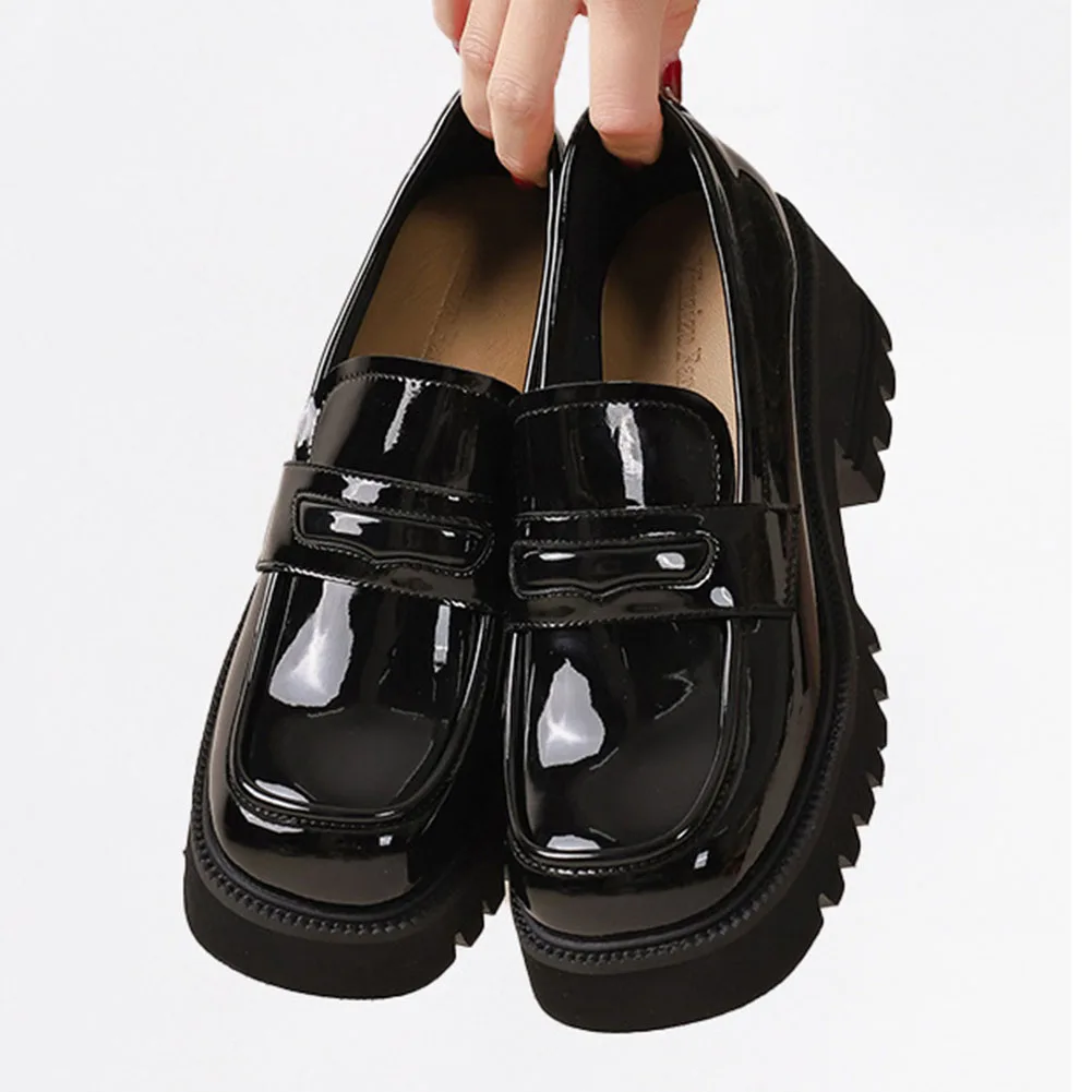 

Gnazhee Genuine Leather JK Dress Office Lady Pumps 2022 Women's Black Platform Shoes Comfy Walk Chunky Heeled Footwear