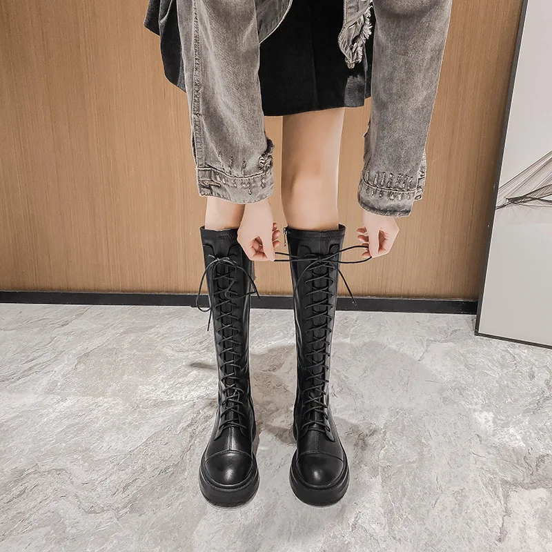 Women's Boots 2021 New All-match short Boots High Elasticity Boots Thick-soled Knight Boots But Knee Strap Boots Women