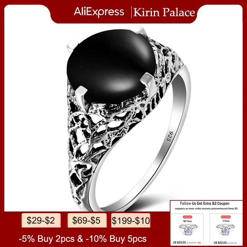 

Black Onyx Rings Cubic Zirconia Ring Women Men Wild Antique 925 Sterling Silver Cocktail Ring Party Fashion Jewelry