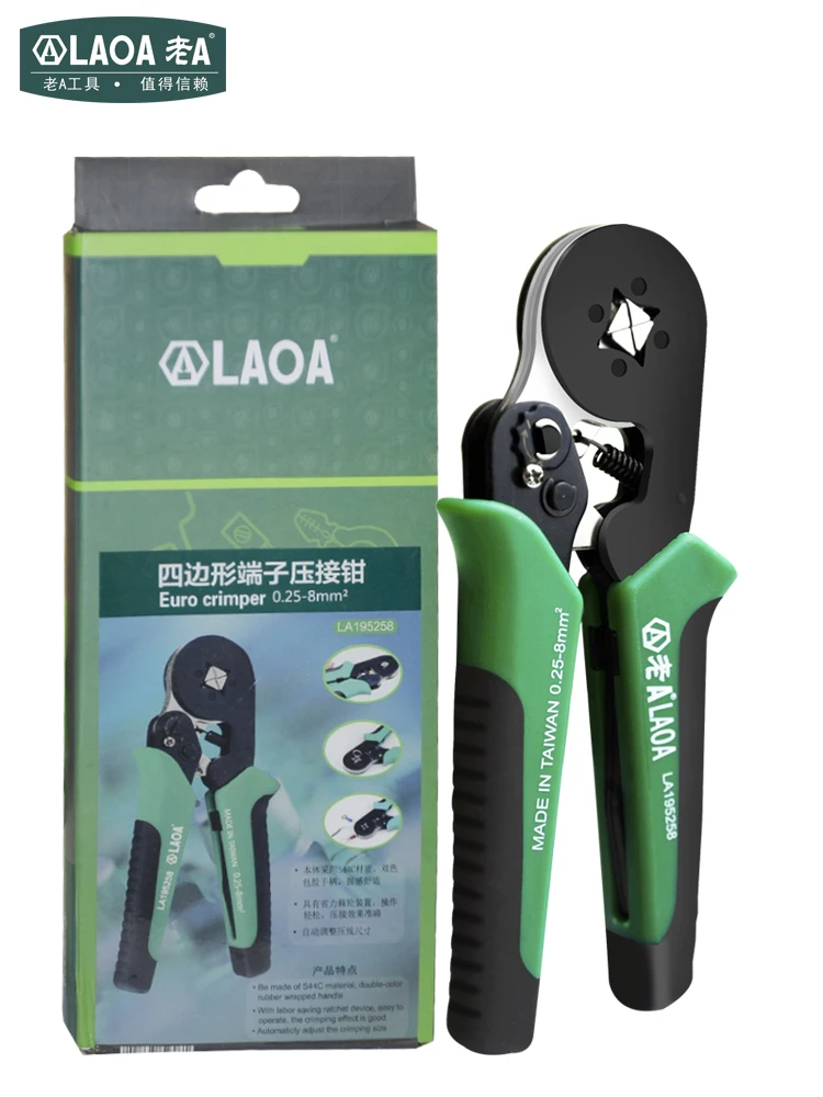 LAOA Quadrangled European Ratchet Terminal Crimping Pliers 0.25-8MM LA195258