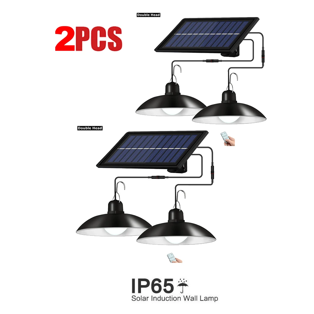 

remote 30 led 2 head Retro Lampshade Solar LED Pendant Lights Outdoor Indoor Auto On Off Solar Lamp for Room Balcony Terrace Pul
