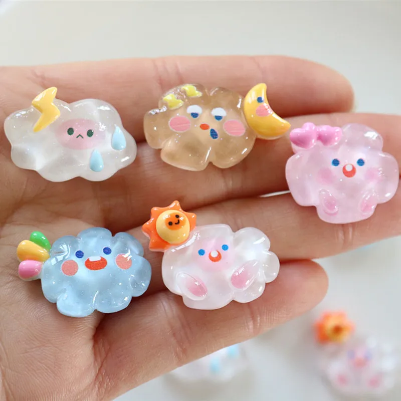

100 шт. Новый мультяшный прозрачный полимер с плоской спинкой радужные звезды Солнце Луна облако кабошон кавайное ремесло Сделай Сам банты для волос Декор Скрапбукинг