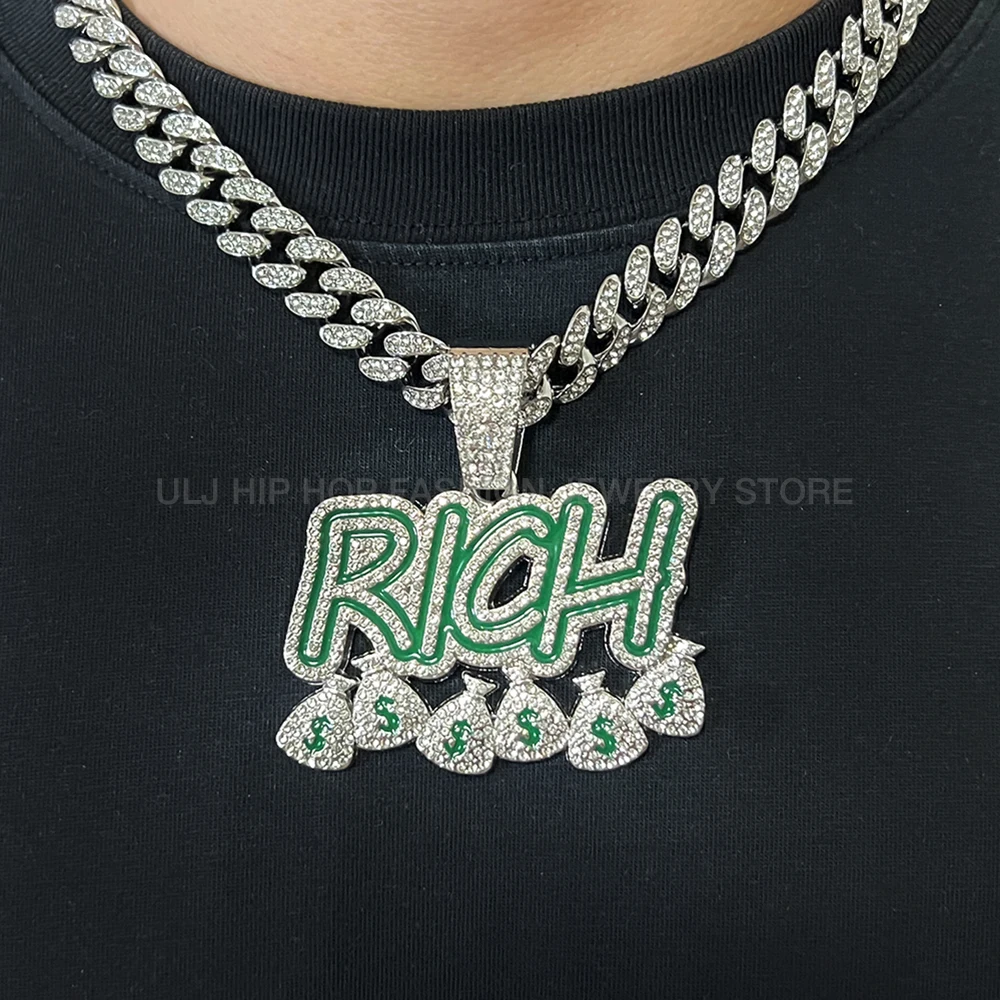 Мужское и женское ожерелье с подвеской в виде сумки для денег кубинской цепочкой