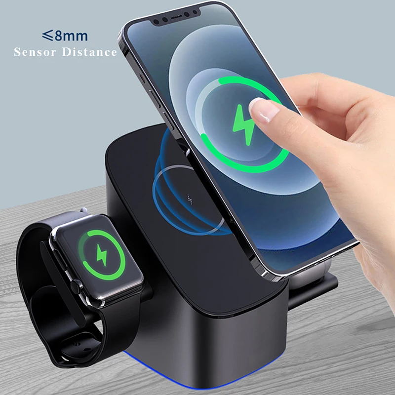 

Магнитное Беспроводное зарядное устройство 3 в 1 QI 15 Вт для iPhone 13 12 Pro Max Iwatch 7 6 Airpods Pro, магнитная Индукционная быстрая зарядная станция