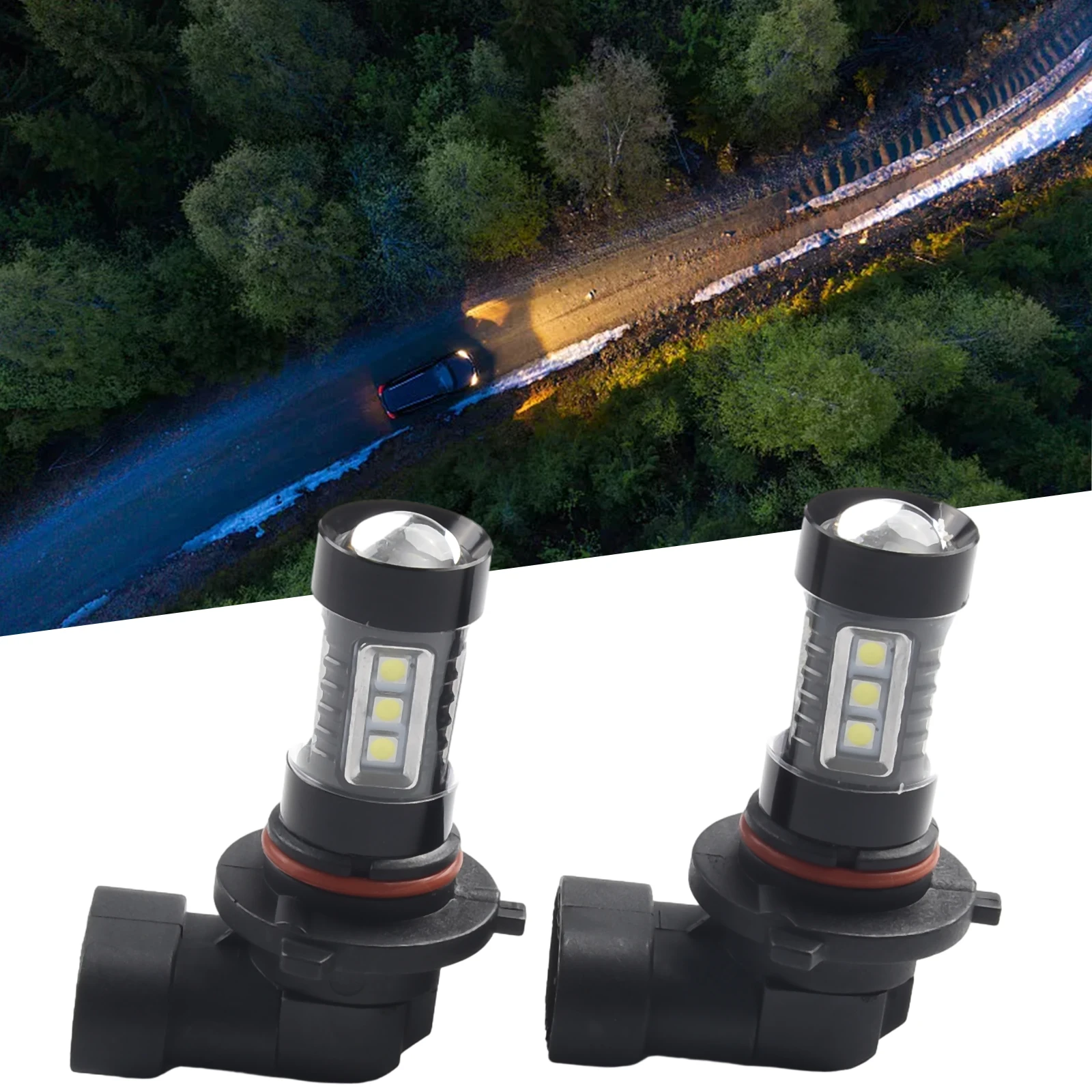 2 шт. H10 Led 9145 9140 Противотуманные фары Лампа 6000K 1760LM Белый Автомобильные ходовые
