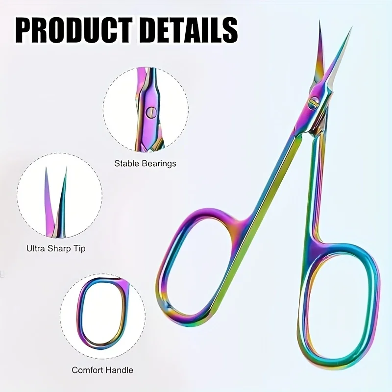Фото Многоцелевые ножницы для кутикулы Beauty Rainbow Titanium из нержавеющей стали, эргономичная ручка, подходит для ухода за ногтями №3