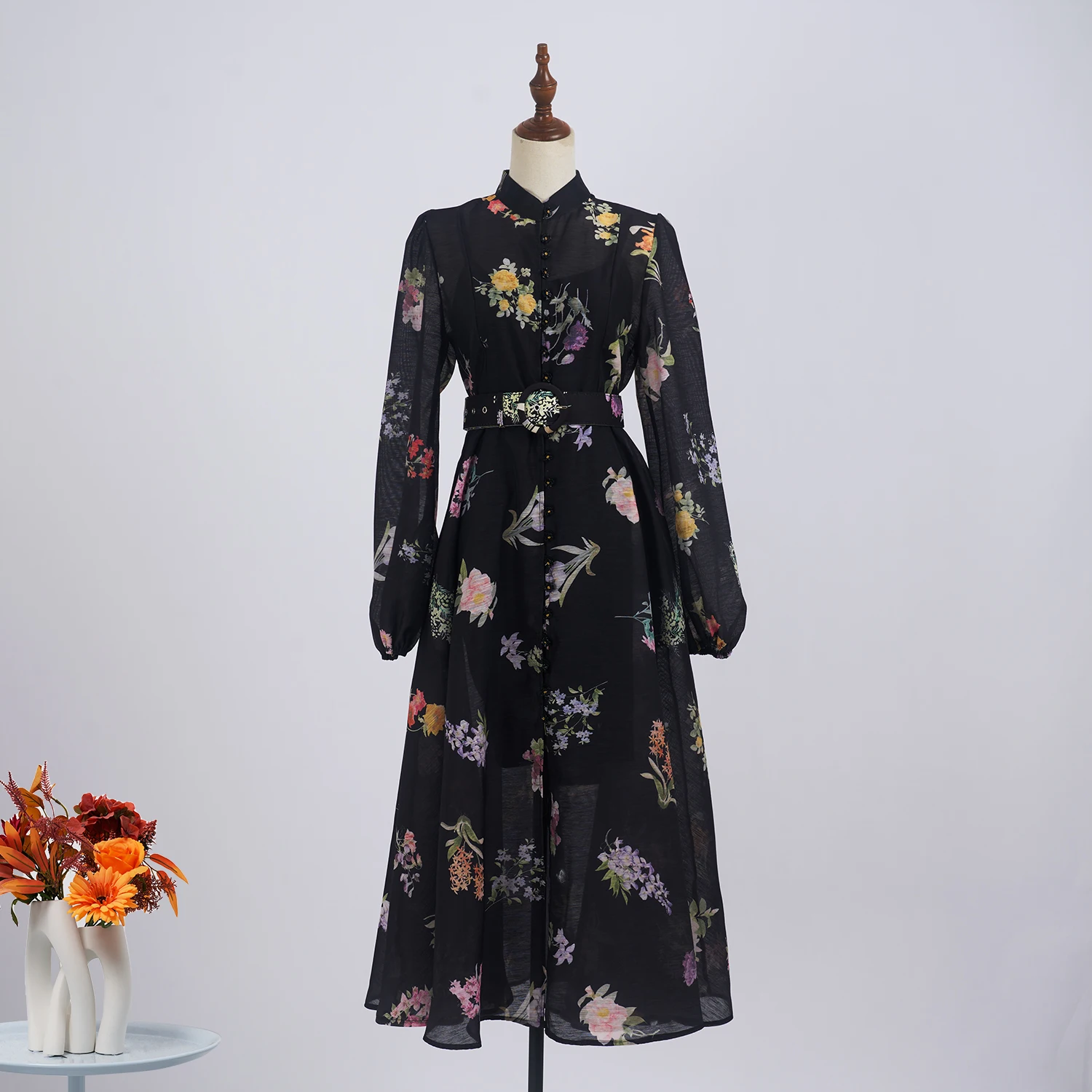 Костюм с юбкой и топом на бретельках-спагетти рубашка длинным рукавом принтом