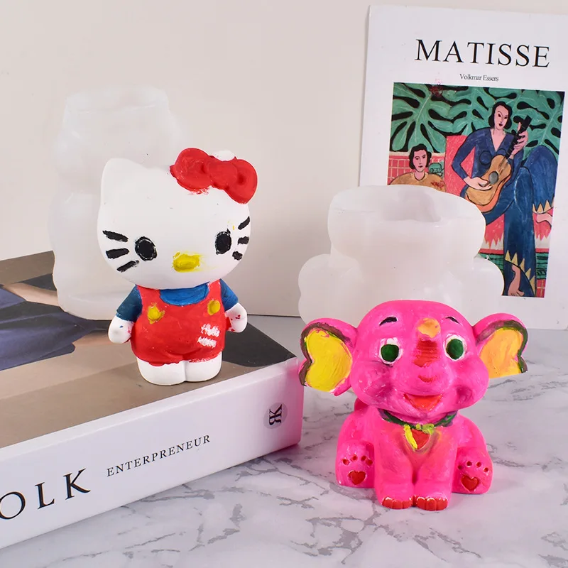 

Cartoon Cat Elephant Silicone Mold For Fondant Candy Chocolate Epoxy Resin Sugarcraft Mould Pastry Cake Decorating Kitchen Tool