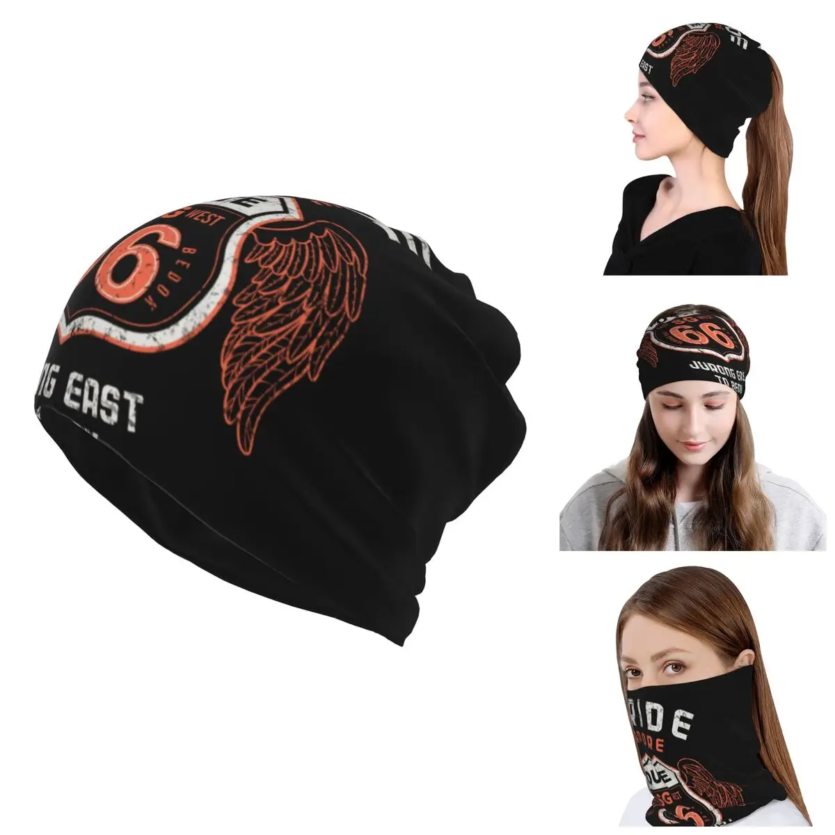 

Бандана Route 66, зимняя Шейная теплая шапка, облегающие шапки, шапка, ветрозащитный шарф для лица, для мам, дороги, Америки, гетры, повязка на голову