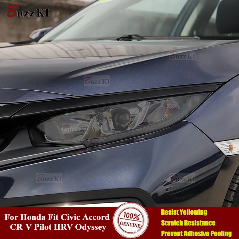 wa 2-częściowa folia ochronna na reflektory samochodowe Przydymiona czarna naklejka TPU do Hondy Fit Civic Accord CR-V Pilot HRV Odyssey Akcesoria