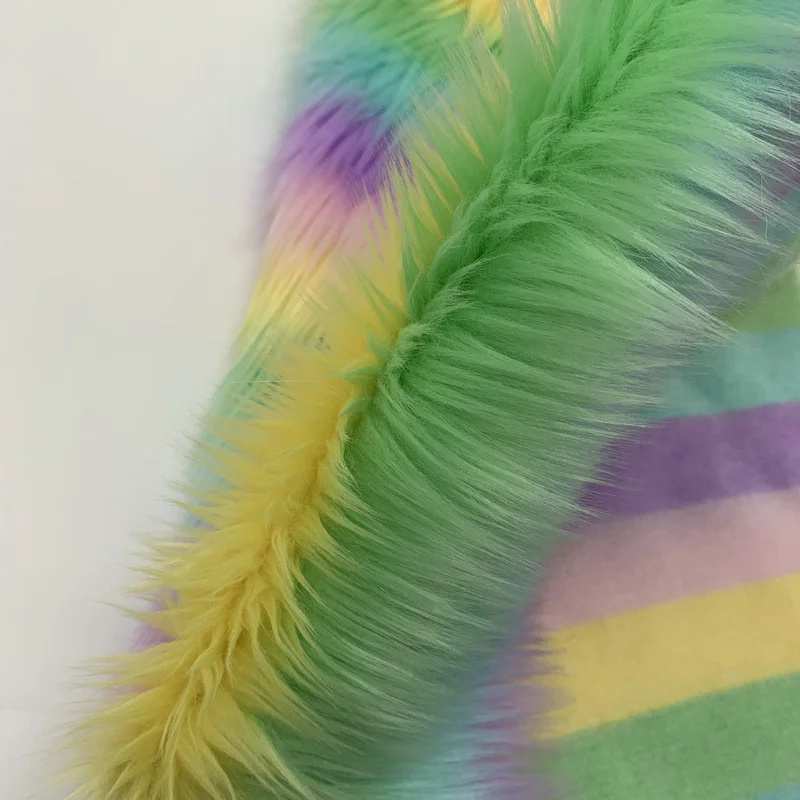 

750g Colourful Rainbow Imitation Fur Plush Fabric Long Soft High Quality Faux Fur Fabric For Sewing Coat Crafts Carpet 1X1.6M