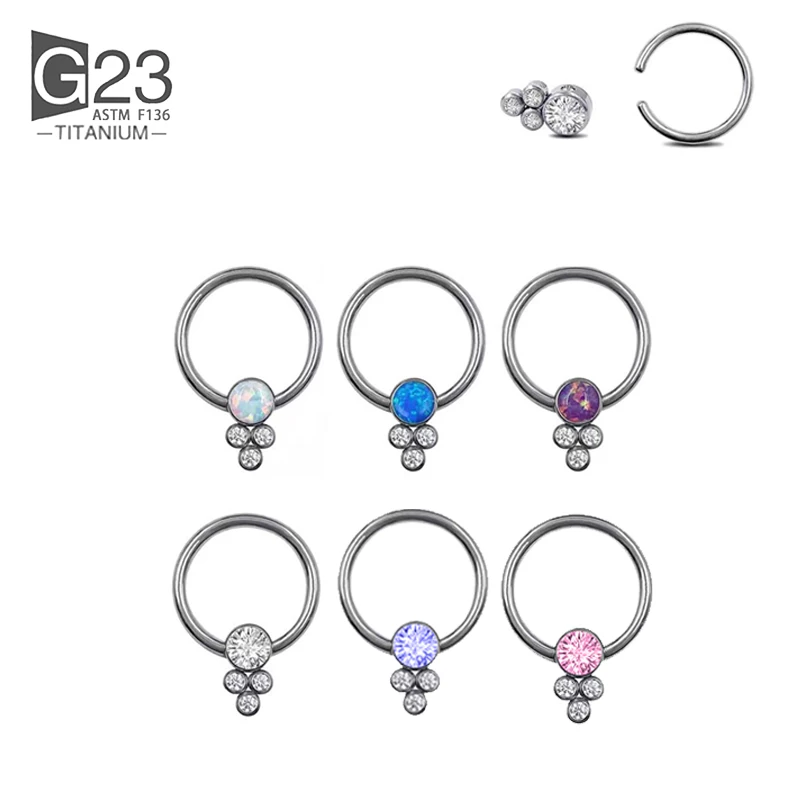 

Piercings Opal Nipple Labret Lip Eyebrow Nose Rings ASTM F136 Titanium Stud Ear Septum Nostril Hoop Tragus Piercing Body Jewelry