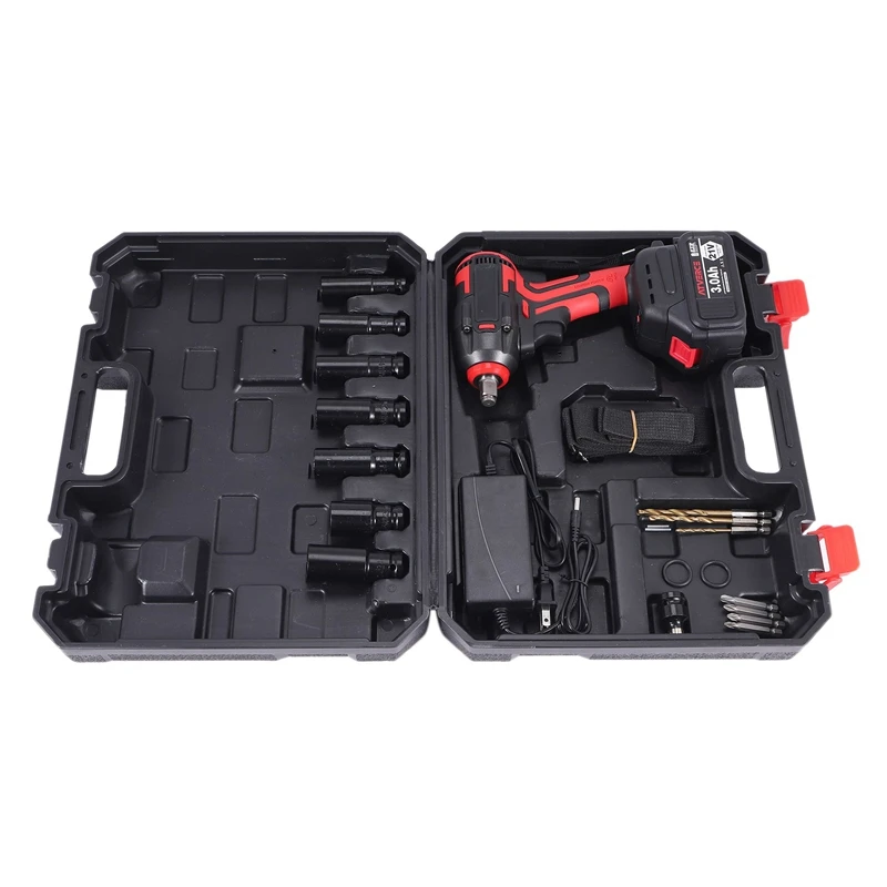 

Electric Wrench 1500Mah Rechargeable Lithium Battery Wrench Brushless Impact Electric Screwdriver Air Cannon US Plug