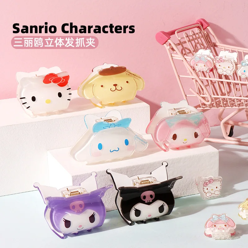 

Sanrio Characters Hair Clips Accessories Grip Cute Kuromi My Melody Hello Kitty Girls Pretend Play House Beauty Fashion Toy Gift