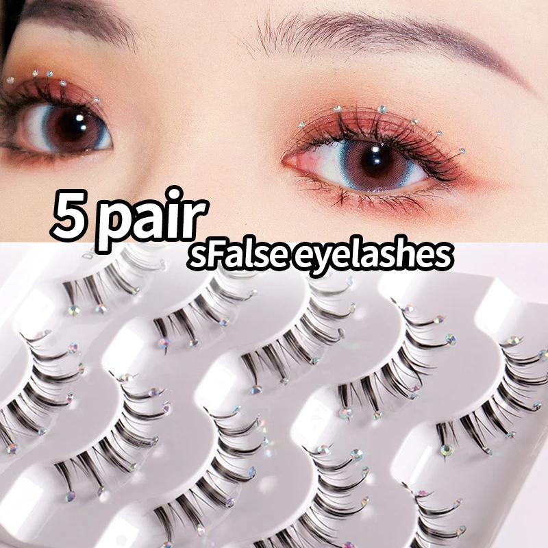 

Glitter Diamond False Eyelashes 3D Shiny Rhinestones Lashes For Beauty Party Makeup Fairy Lash Extension Natural Big Eyes Beauty