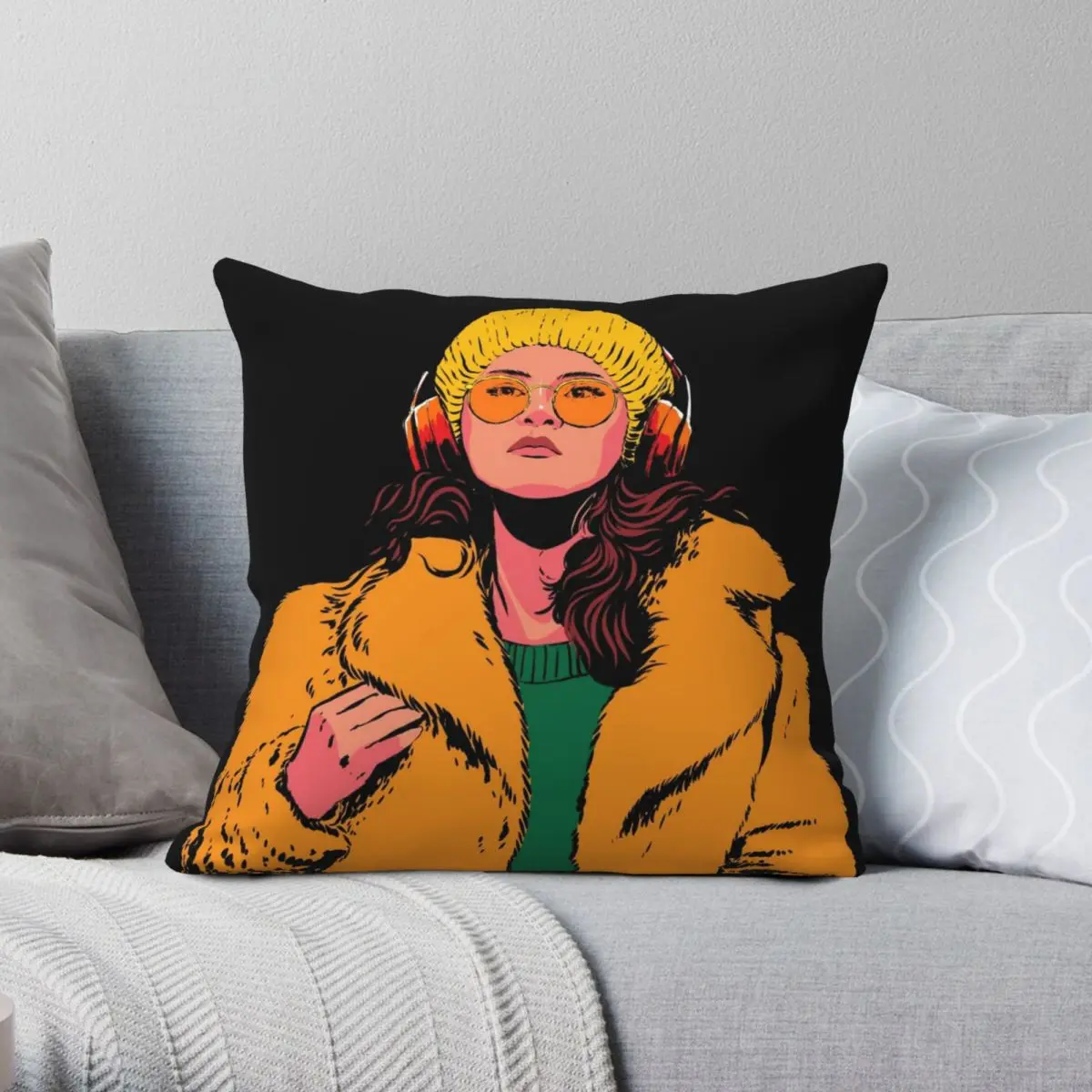 

Наволочка квадратная из полиэстера и льна, с принтом