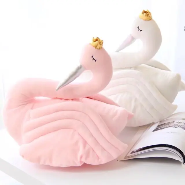 

2 In 1 Princess White Swan Crown Throw Pillow And Blanket Sofa Pillow Cushion Headrest Photo Background Children Gift Home Decor