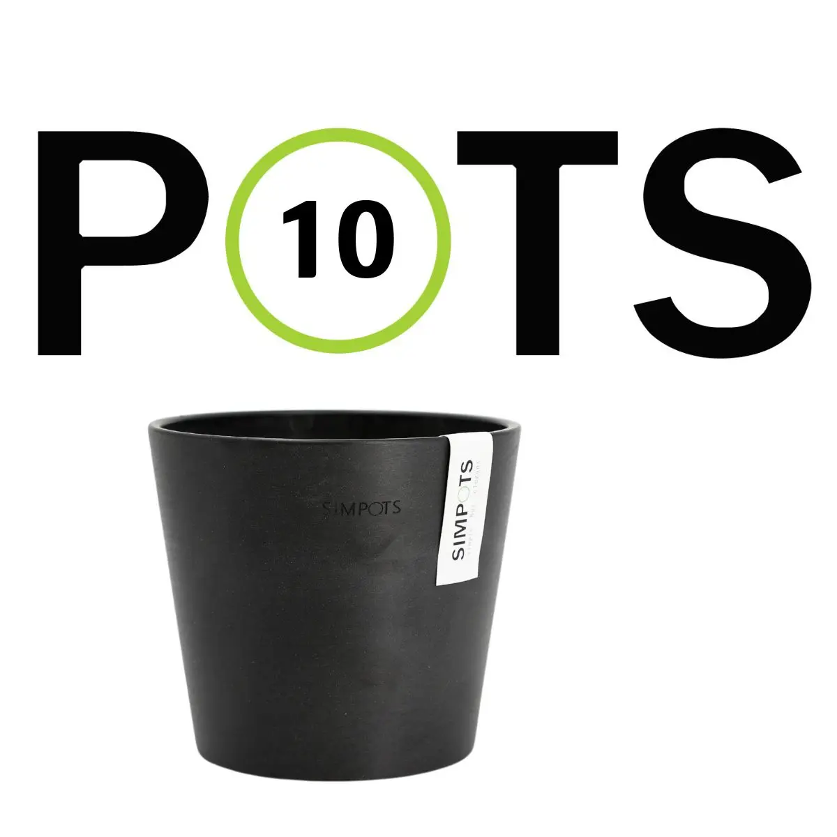 

SIMPOTS Y10CM Black Round Flowerpot Stylish Home Gardening Essential