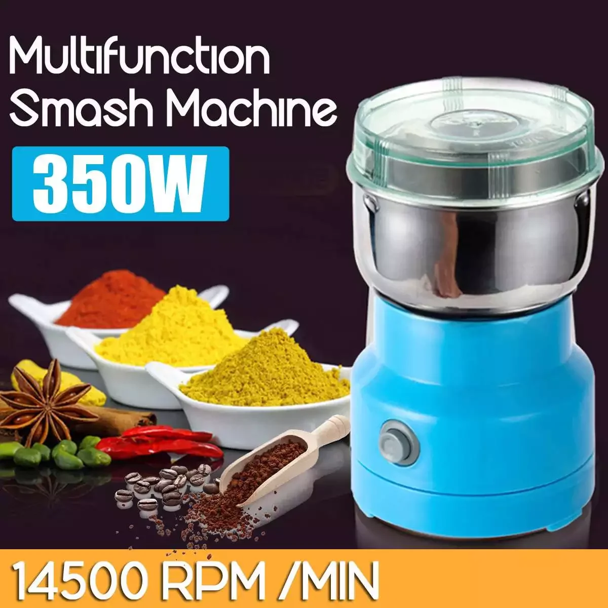 

350W Electric Coffee Grinder Stainless Grain Spices Hebal Nuts Dry Food Bean Grinding Machine Milling Powder Crusher