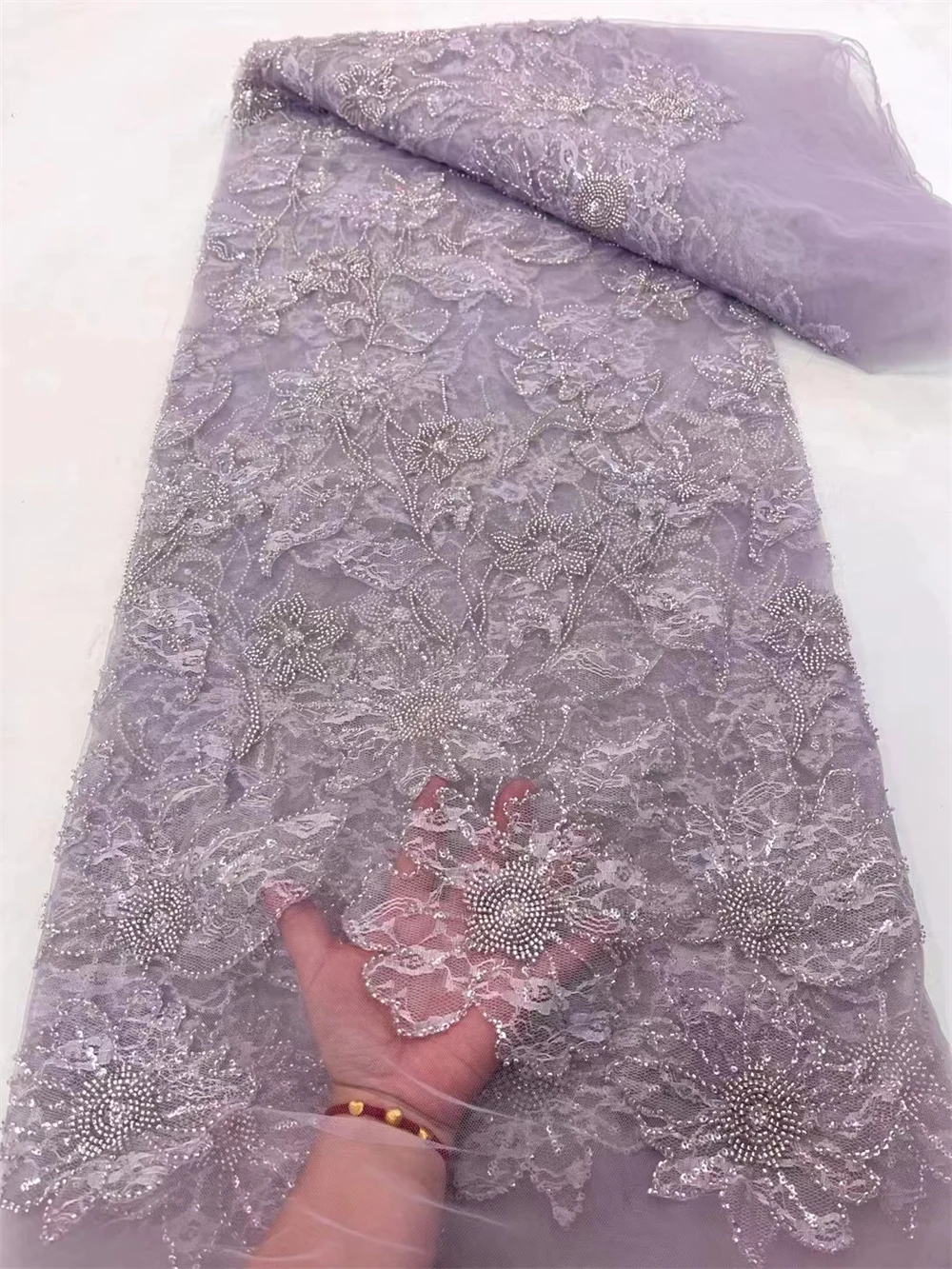 5 ярдов африканской кружевной ткани с бусинами нигерийские и французские