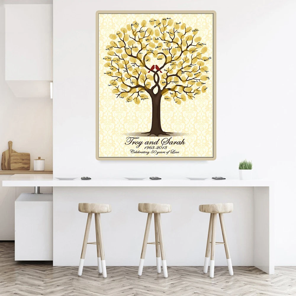 

Wedding Guest Book Personalized Marriage Fingerprint Tree Baby Shower First Communion Souvenir Canvas Poster mariage